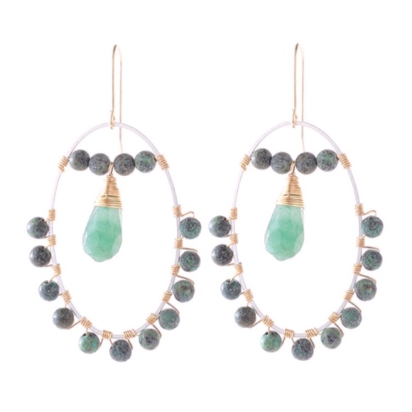 Jewelry - Elegant Green and Gold Drop Earrings